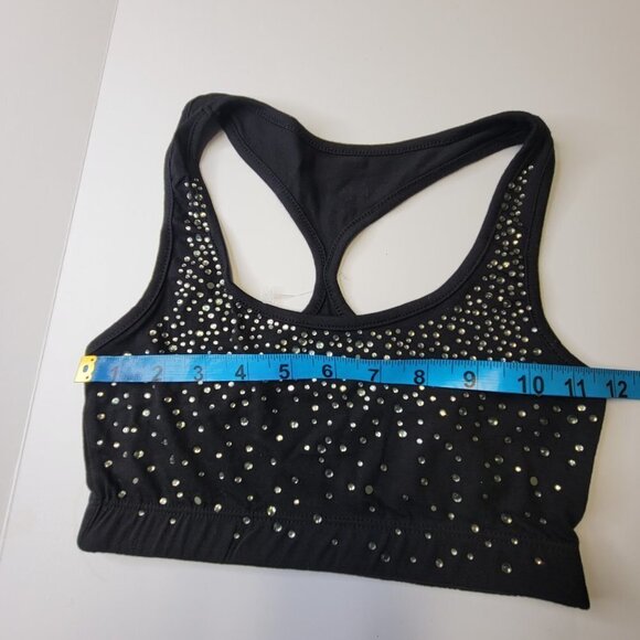 Sexy Black Crop Top Seuquin Tube Top Racer Back Bandeau Short Cami - Size XS/S - Picture 6 of 11